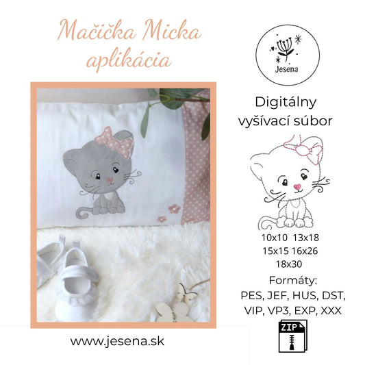 Výšivka mačička Micka